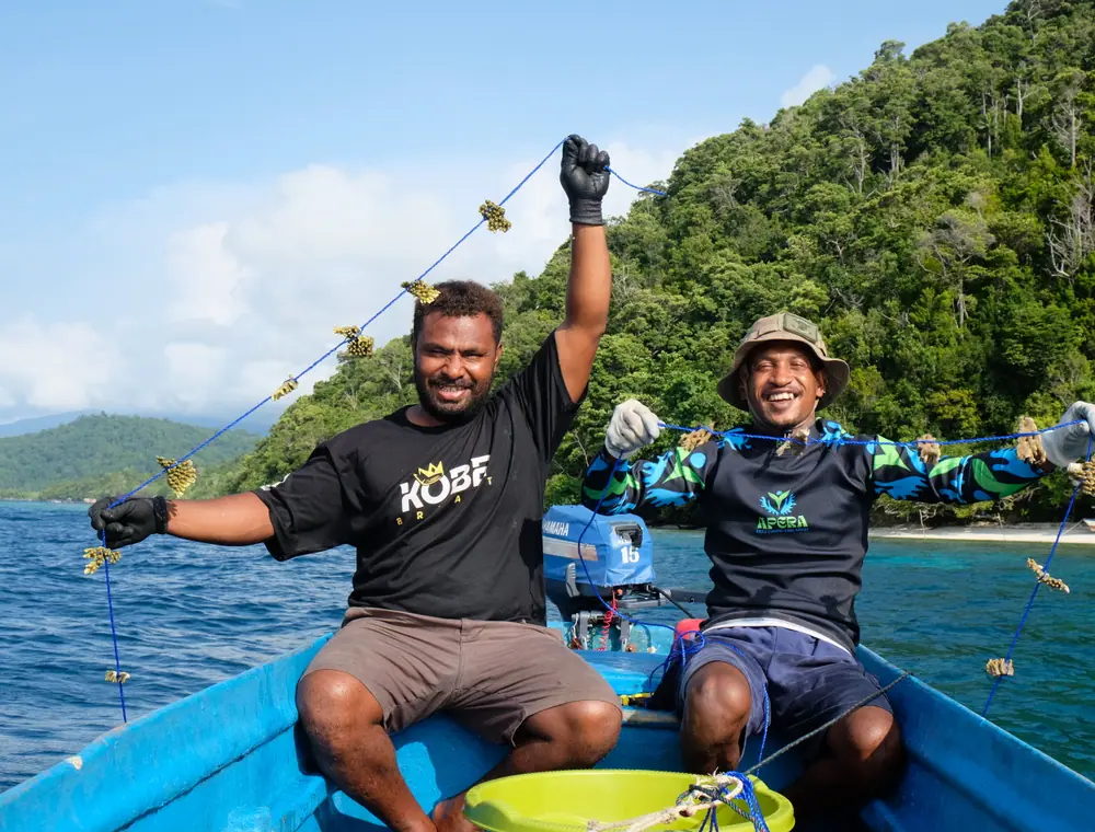 Diver tending a coral restoration nursery