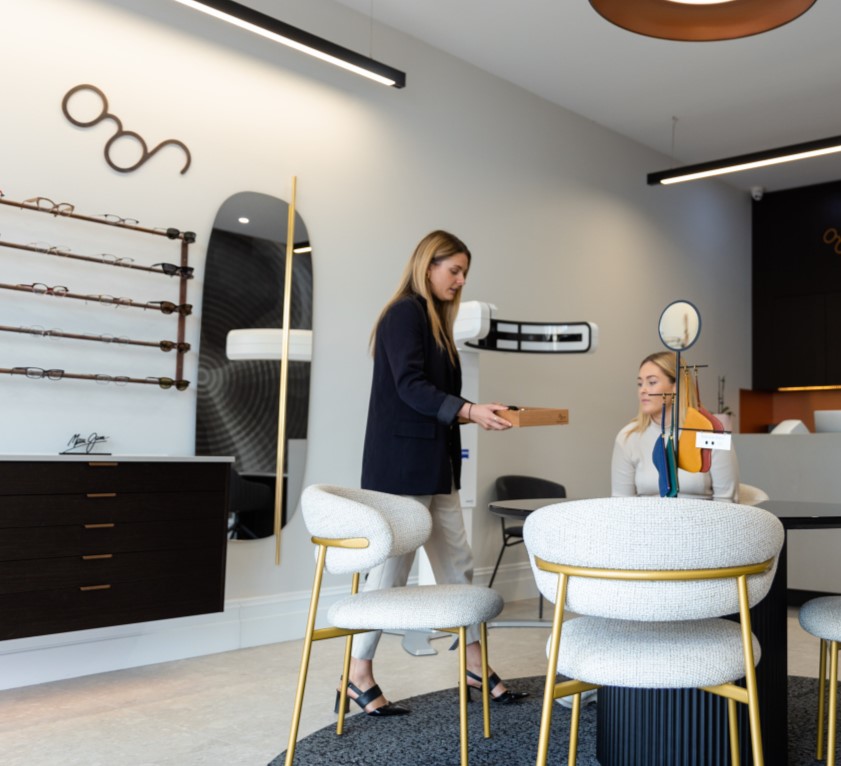 Patient being received in innovative eye care reception