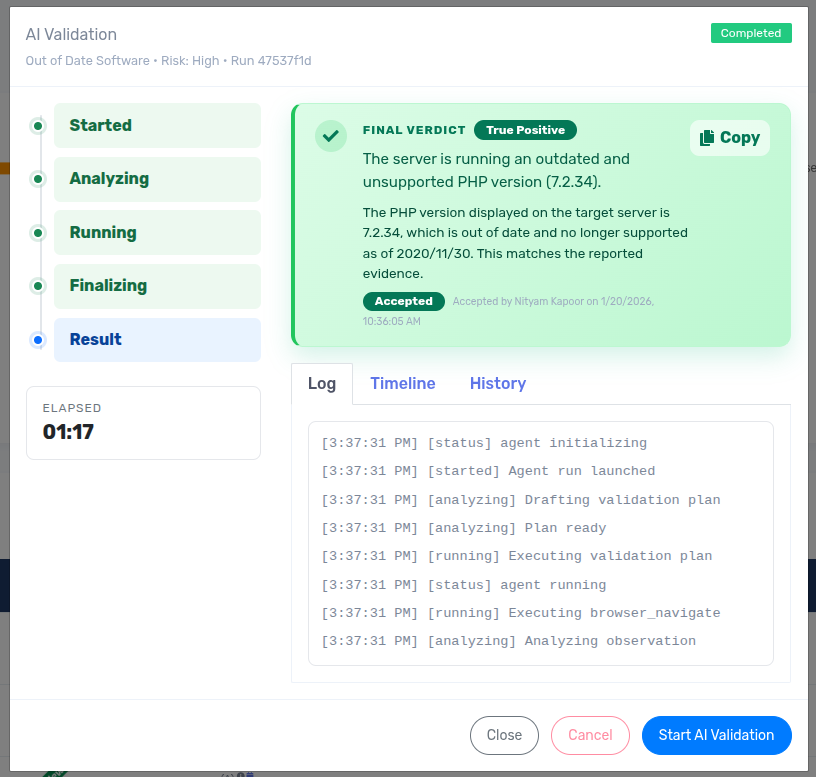 Agentic AI vulnerability revalidation
