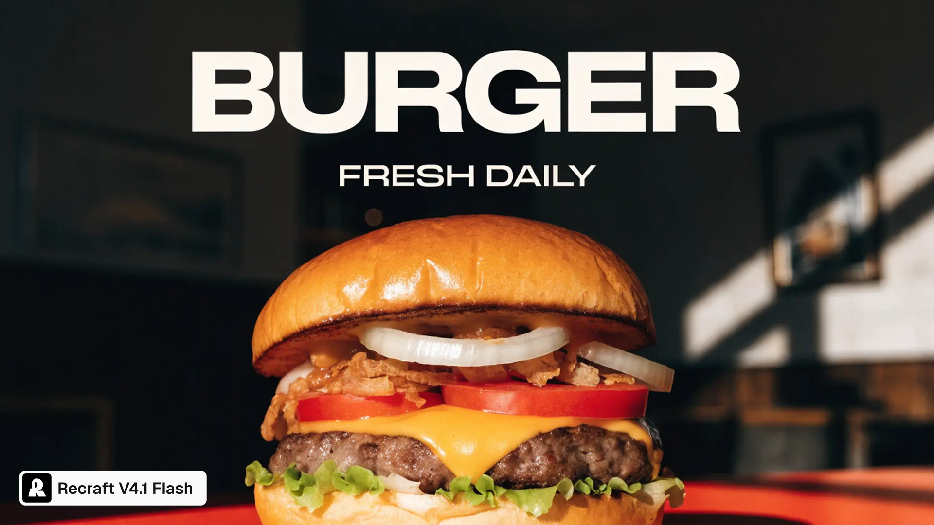 Burger advertisement generated with Recraft V4.1 Flash