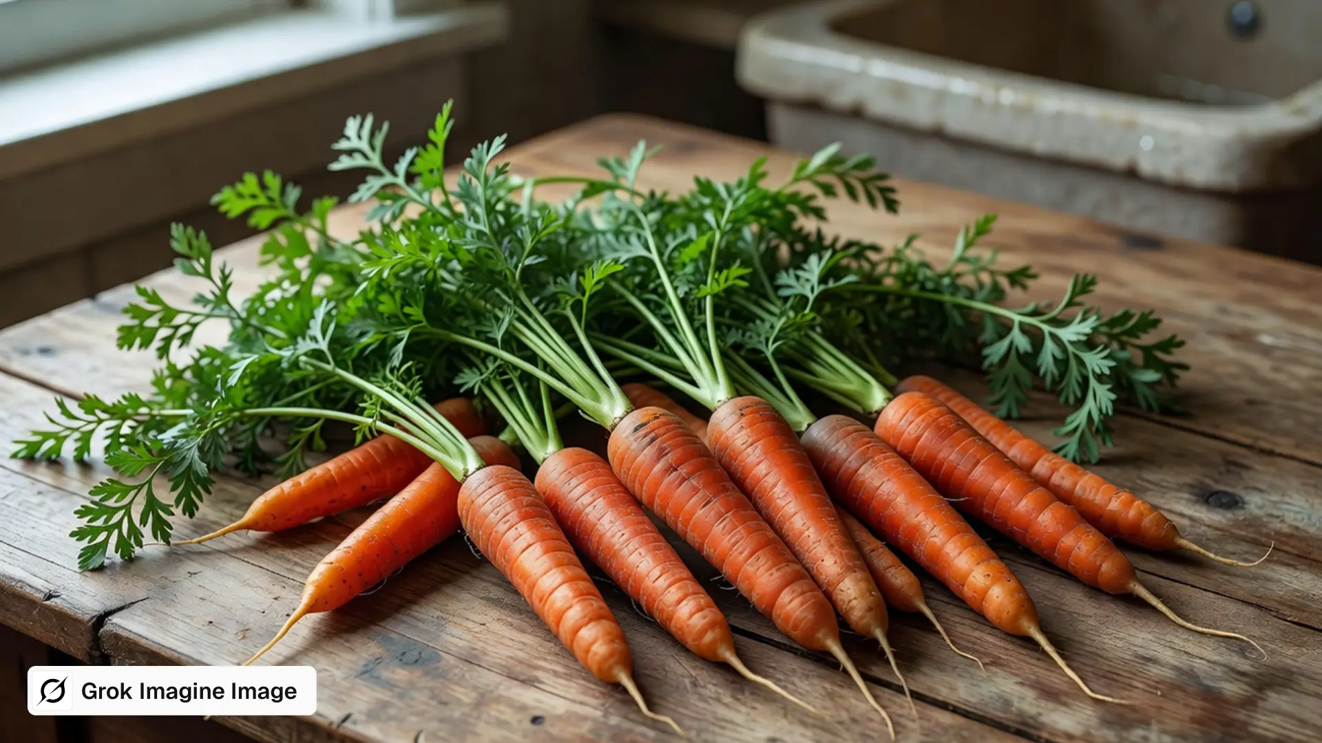 Seven carrots generated with Grok Imagine Image