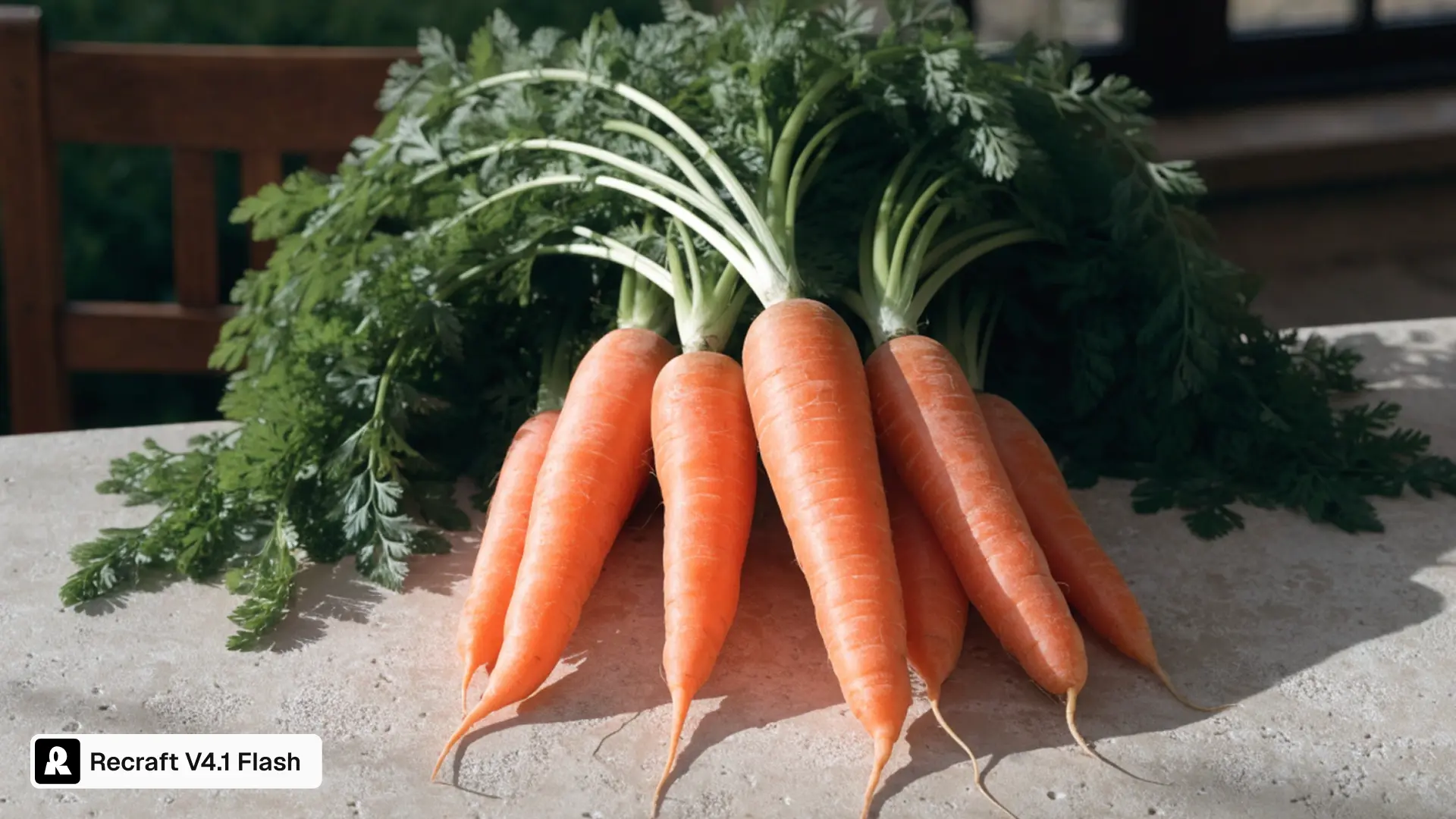 Seven carrots generated with Recraft V4.1 Flash