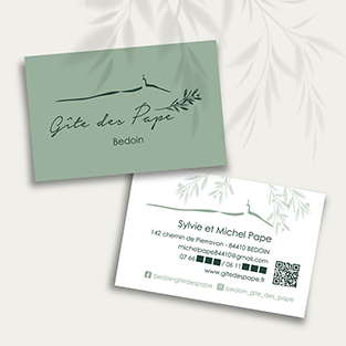 Carte de visite pour le Gîte des Pape
