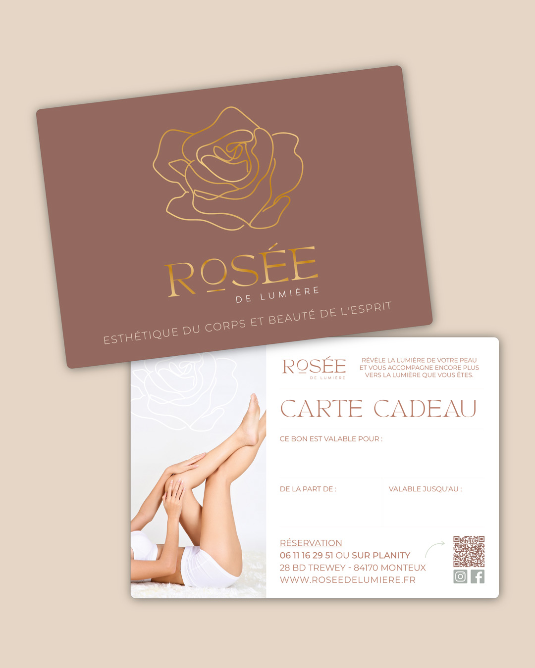 Carte cadeau pour le centre esthétique Rosée de Lumière 
