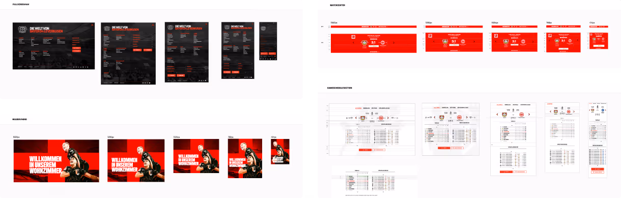 Darstellung einiger Assets von I*AM fĂĽr die Website von Bayer 04 Leverkusen