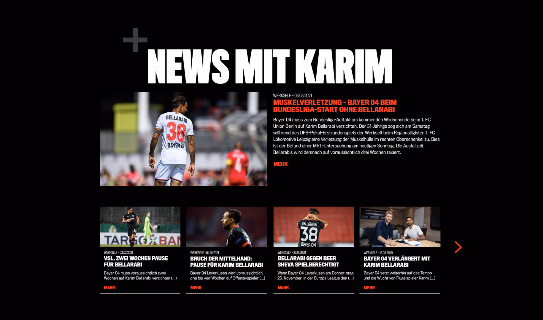 Darstellung der News-Sektion mit verschiedenen aktuellen Beiträgen