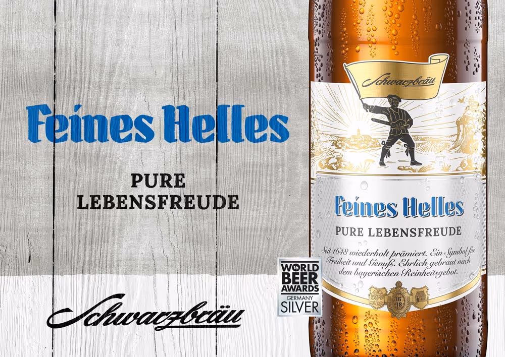 Das Etikett des Bieres 'Feines Helles'