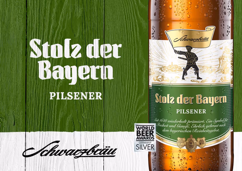 Das Etikett des Bieres 'Stolz der Bayern - Pilsener'