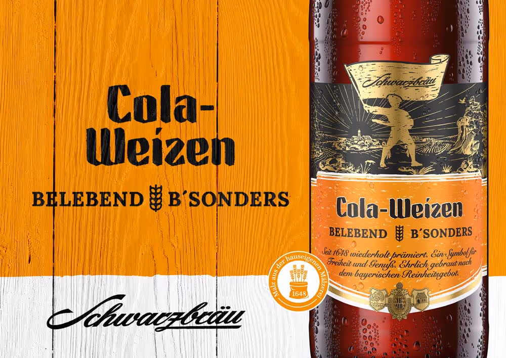 Das Etikett des Bieres 'Cola-Weizen'