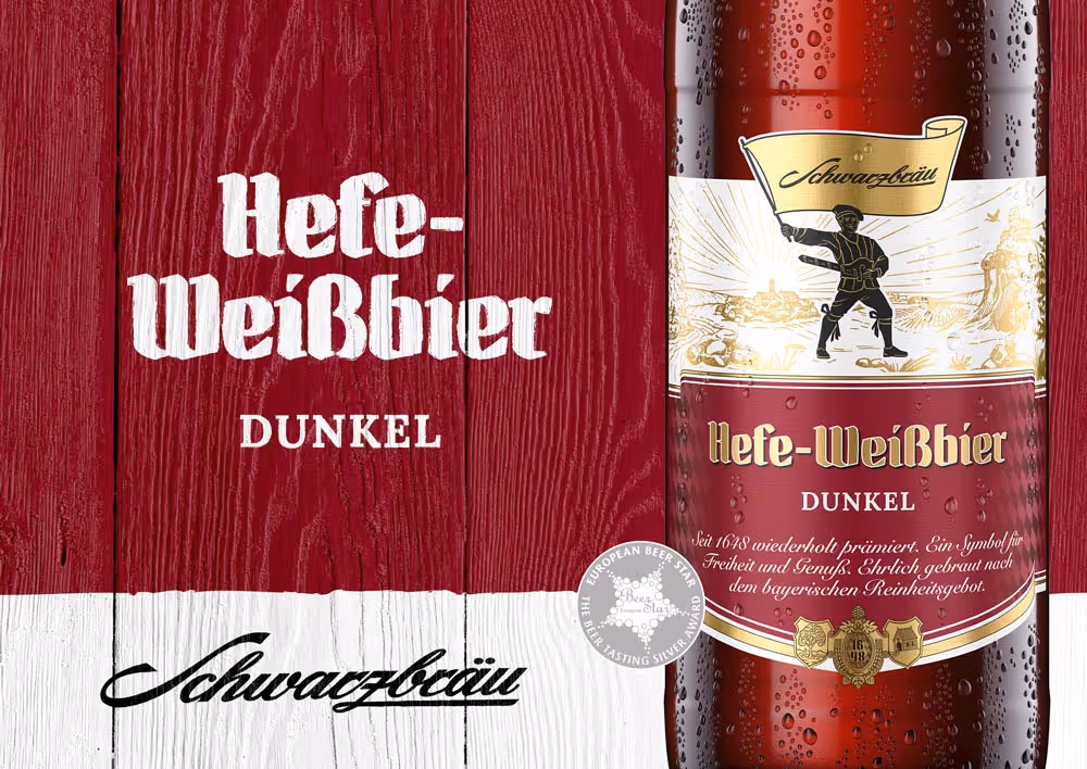 Das Etikett des Bieres 'Hefe-Weißbier Dunkel'