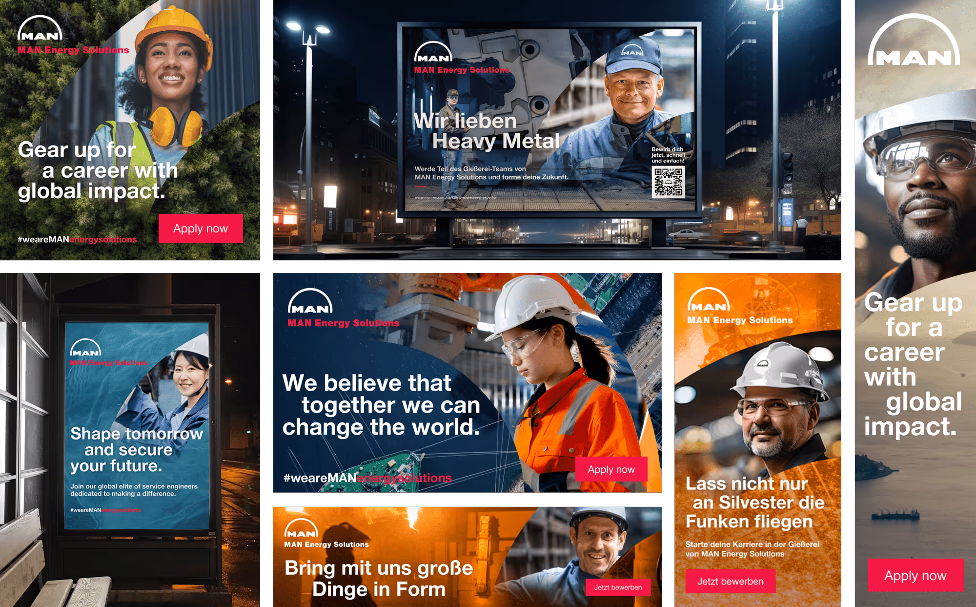 Eine Zusammenstellung von Assets der MAN Energy Solutions SE Recruiting Campaign