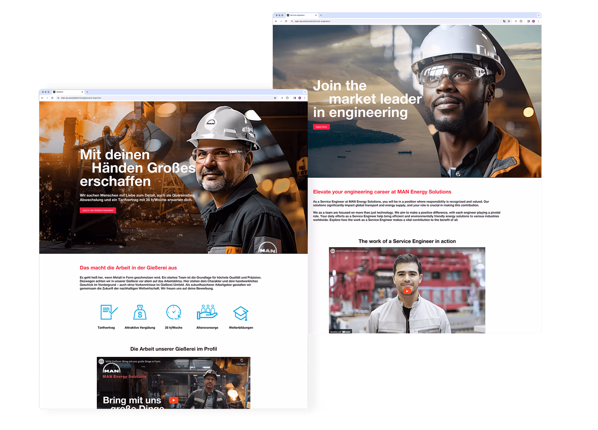 Die Landingpages der Recruiting Campaign fĂĽr die MAN Energy Solutions SE