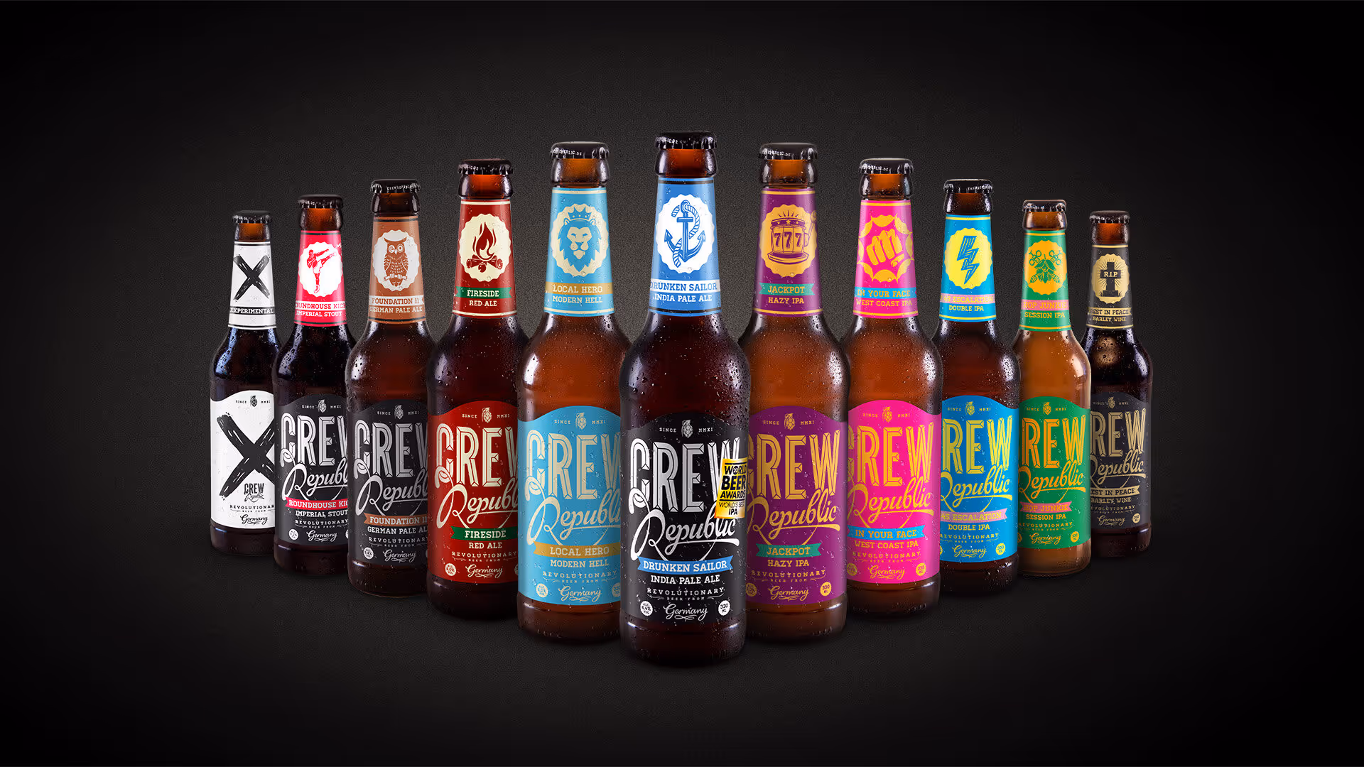 Eine Darstellung der Biere von Crew Republic