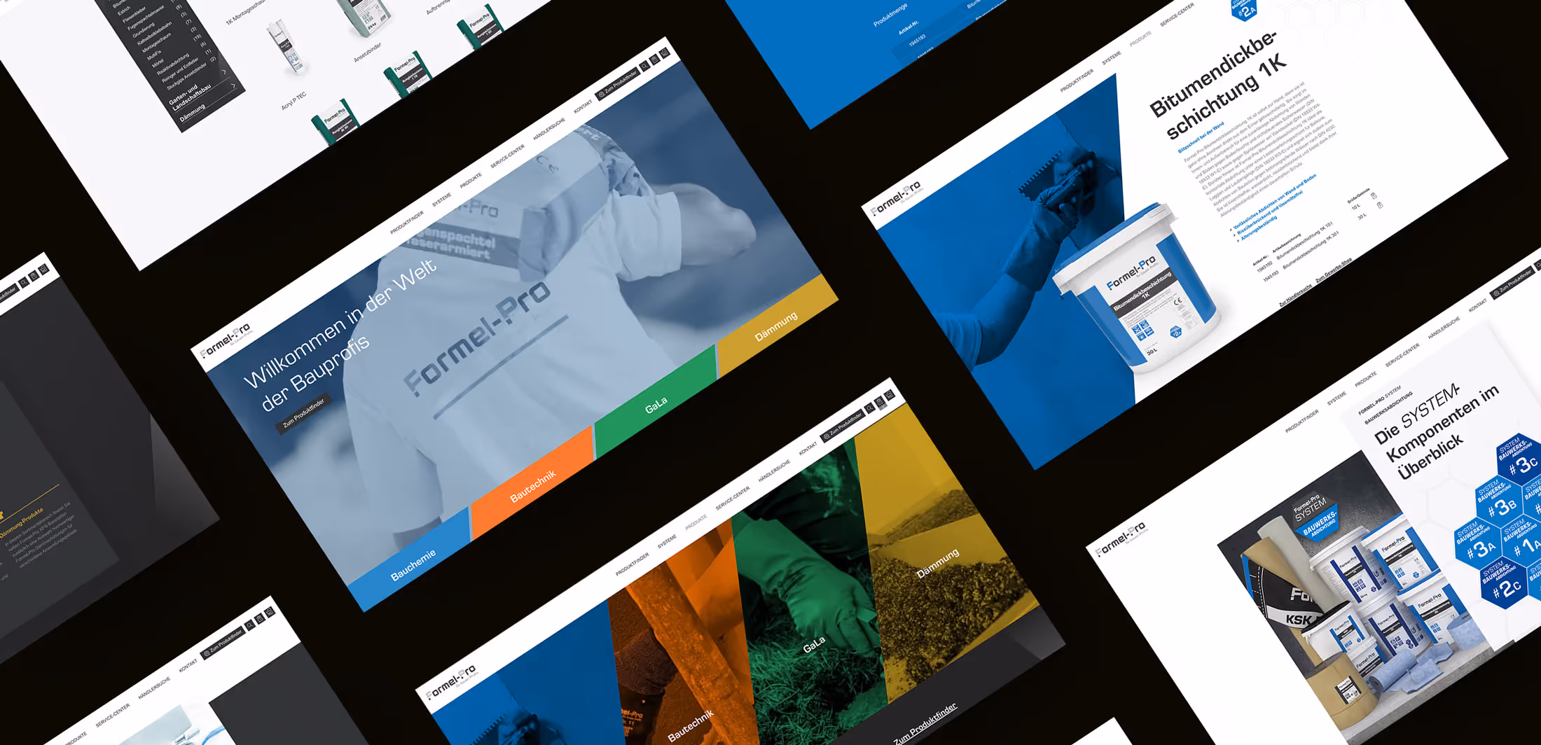 Darstellung von Seiten und Sektionen der Website Formel Pro
