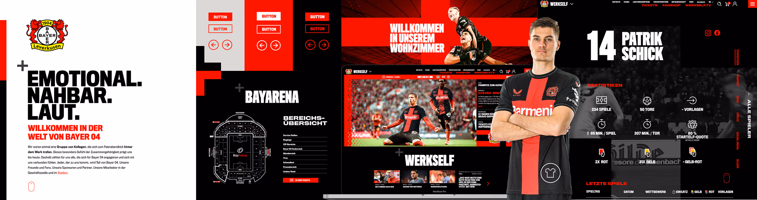 Stylescape fĂĽr Bayer 04 Leverkusen: Visuelle Darstellung der digitalen Markenwelt.