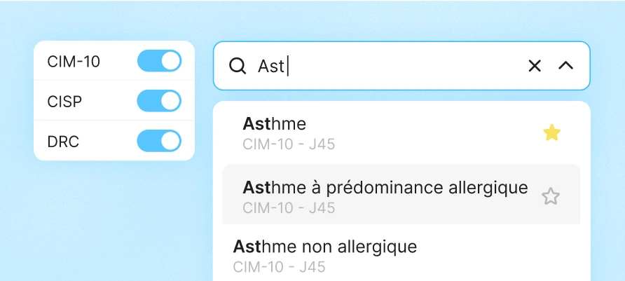design interface du widget recherche de pathologies