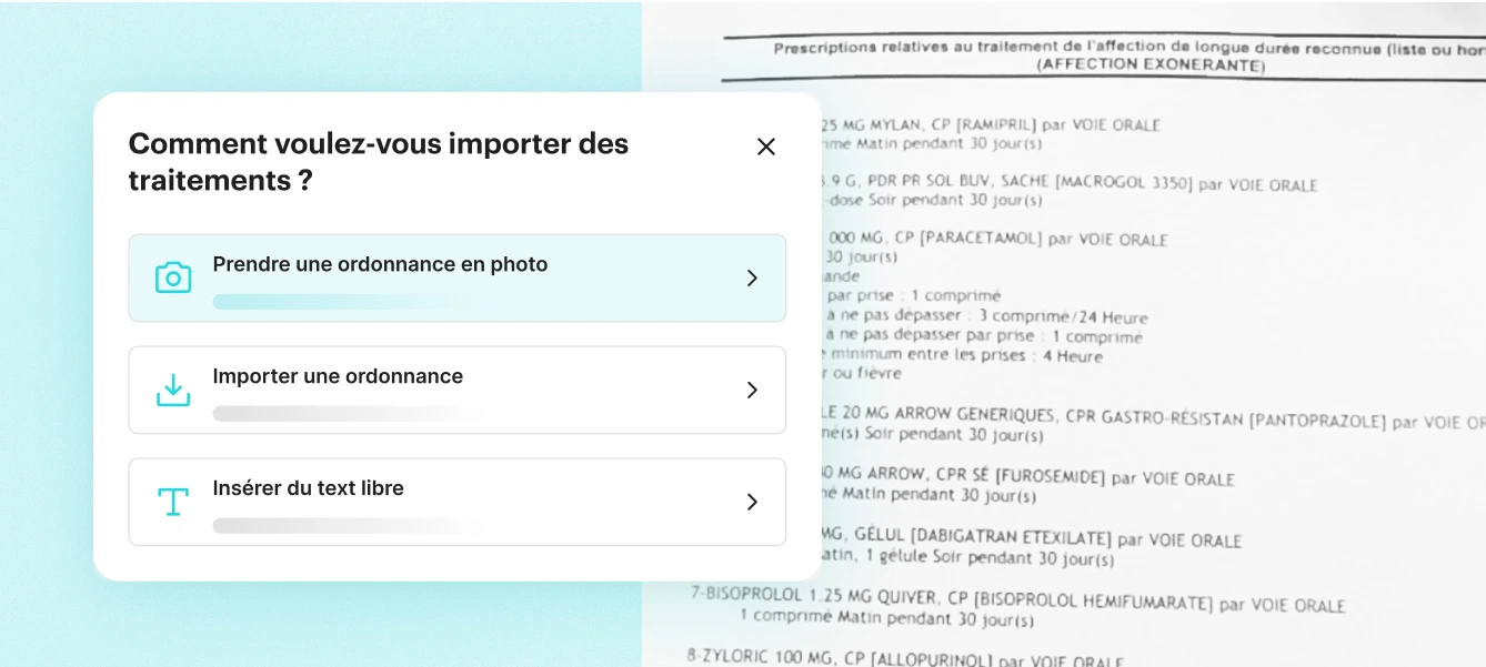 design interface du widget import d'ordonnance