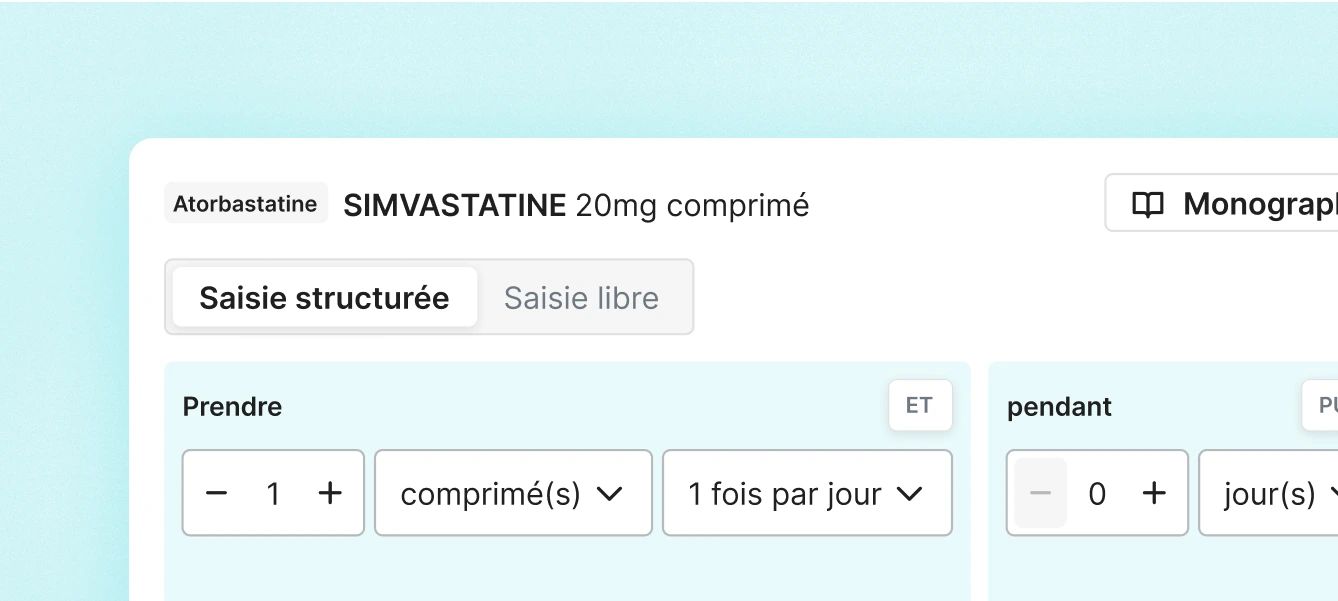 design interface du widget saisie de posologie