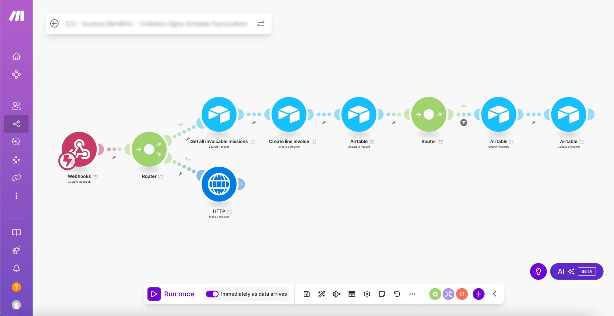 Exemple d'automatisation sur Make