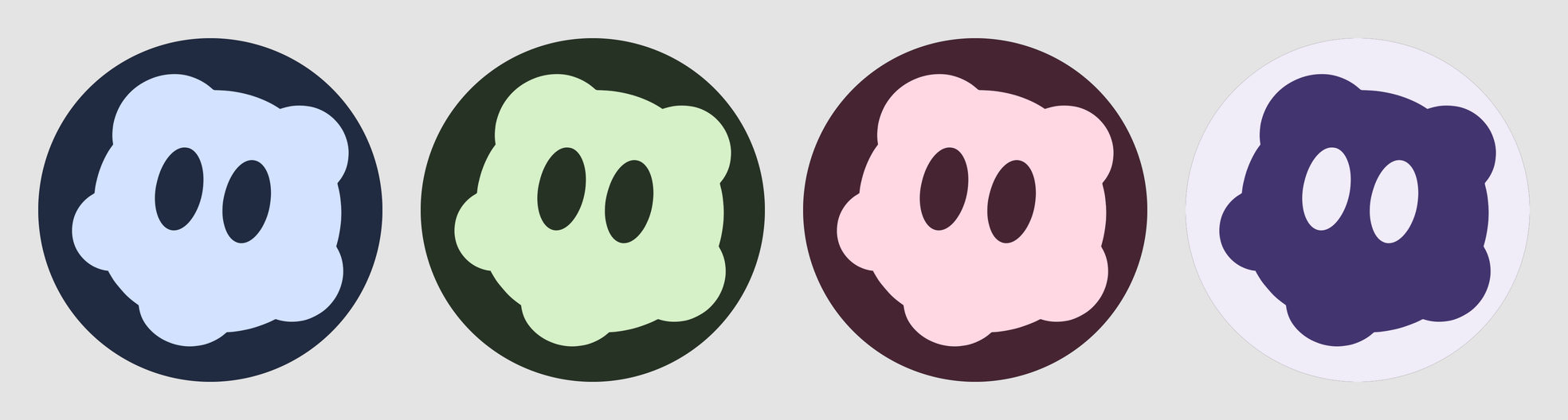Android themed icon test: the jelly mascot monochrome layer tinted with four system colors