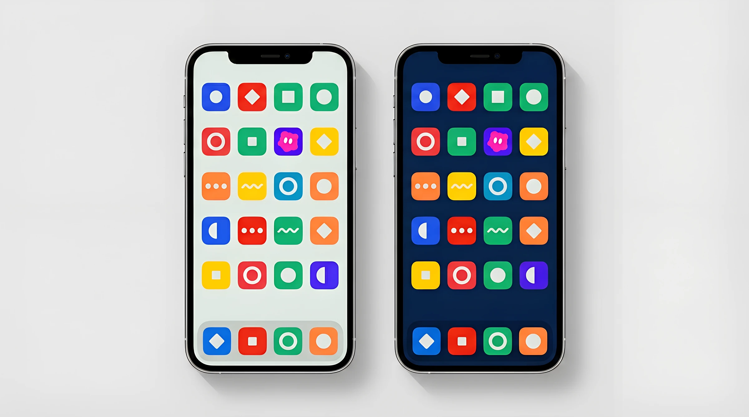 Stylized home screen mockup on light and dark wallpapers where the jelly mascot app icon sits among placeholder apps.