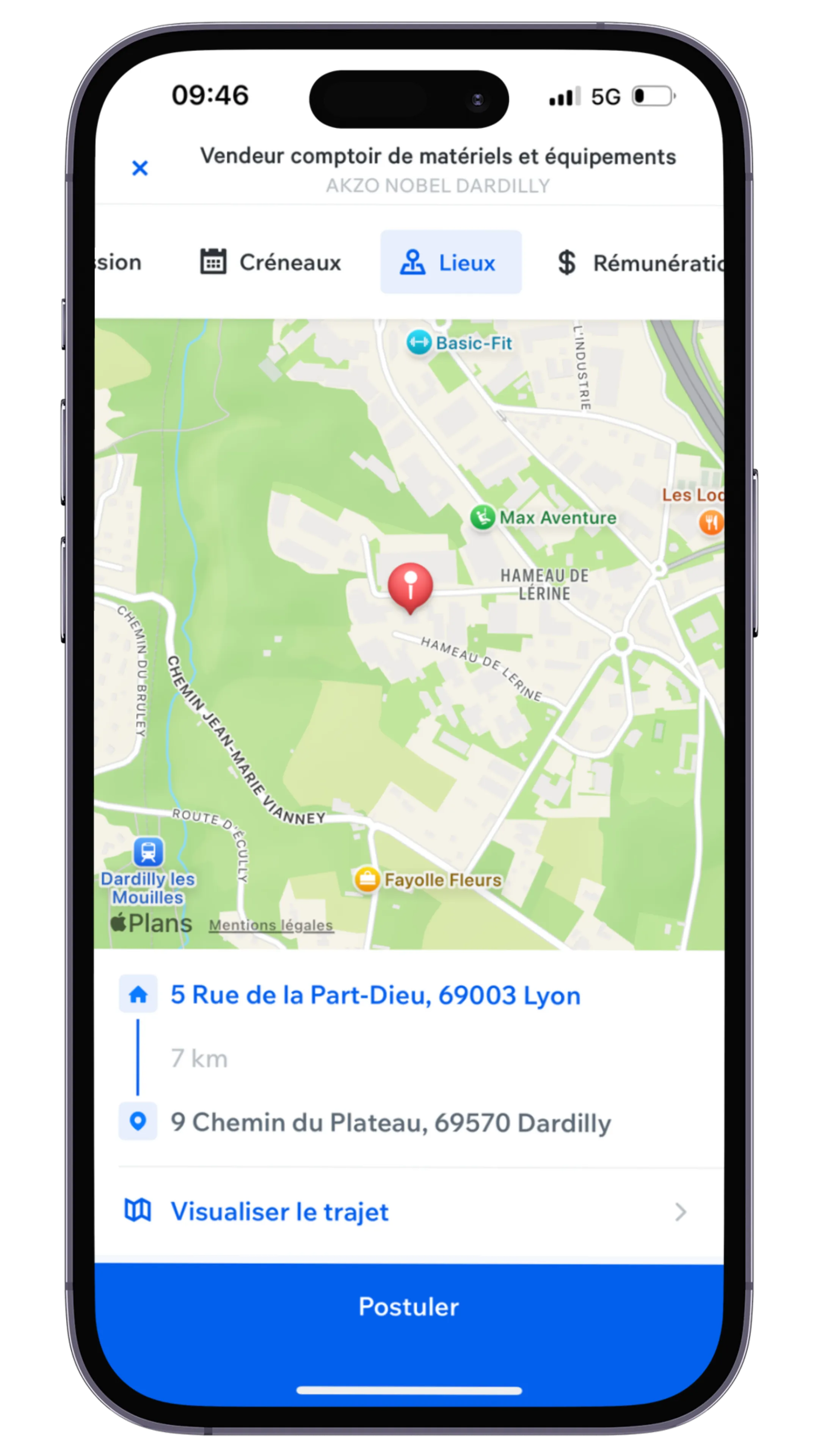Ecran app lieu de mission
