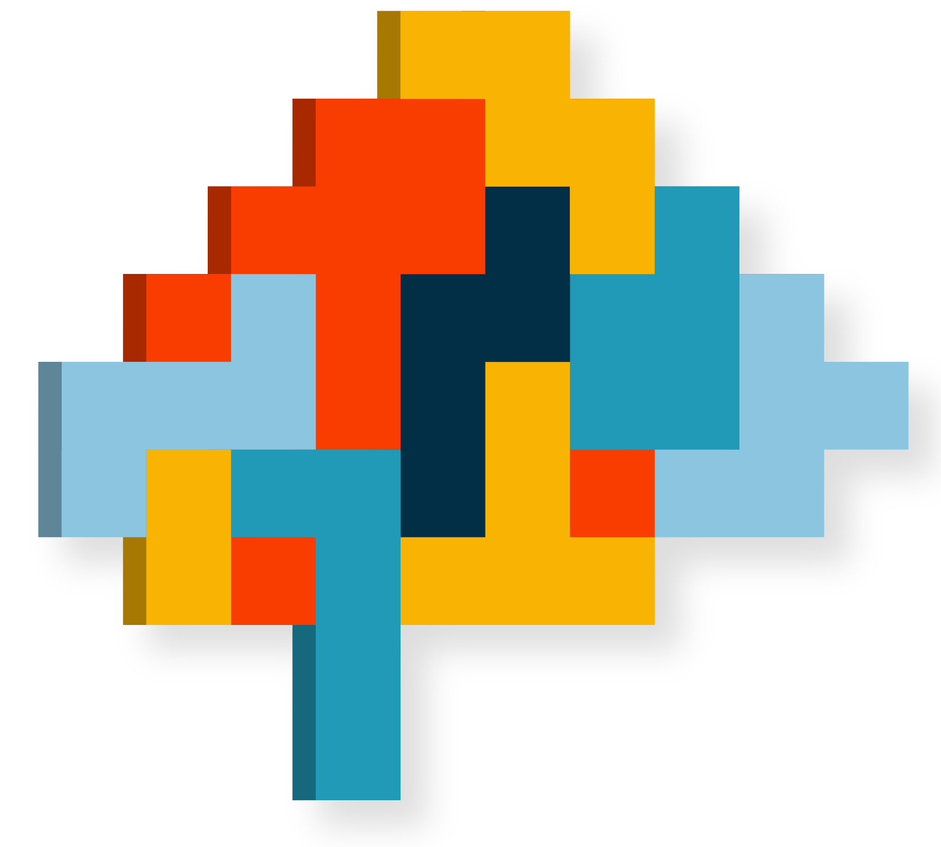 A graphic of colorful tetris pieces organized perfectly in a brain formation