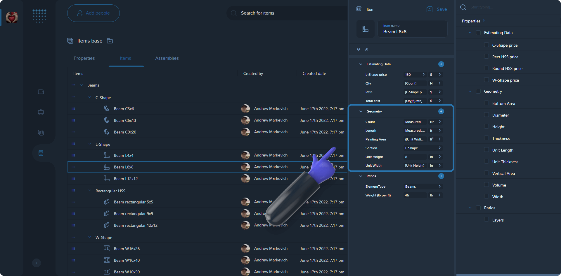 L-Shape Steel Elements Calculator