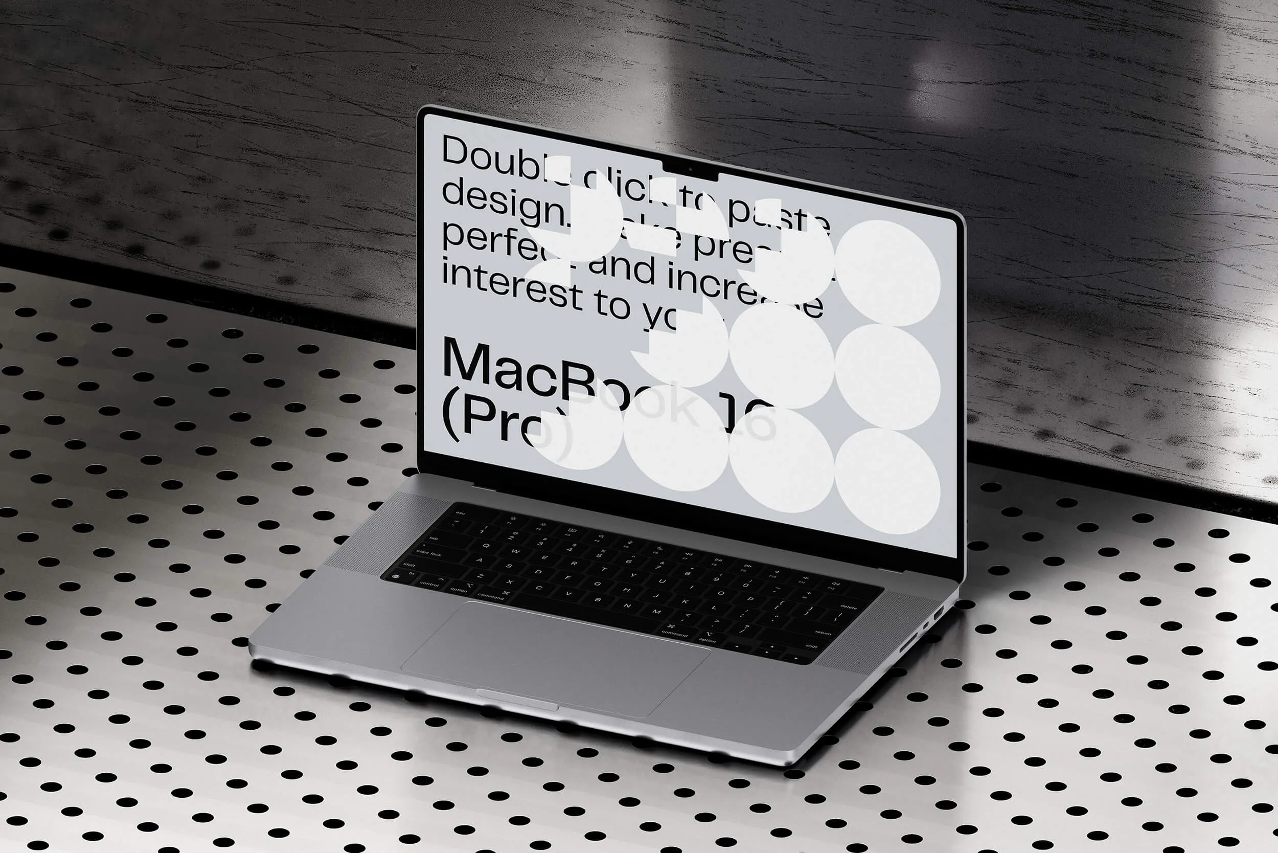 Laptop on a metal surface.