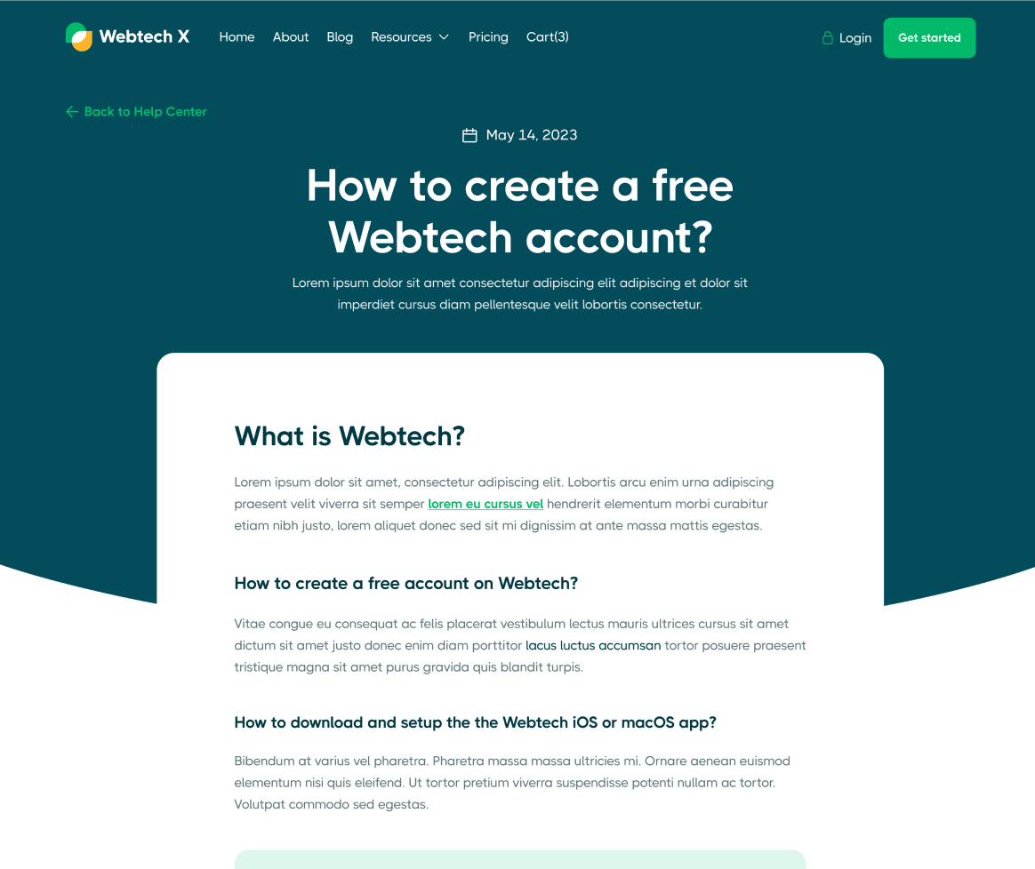 Help Center Single - Webtech X Webflow Template