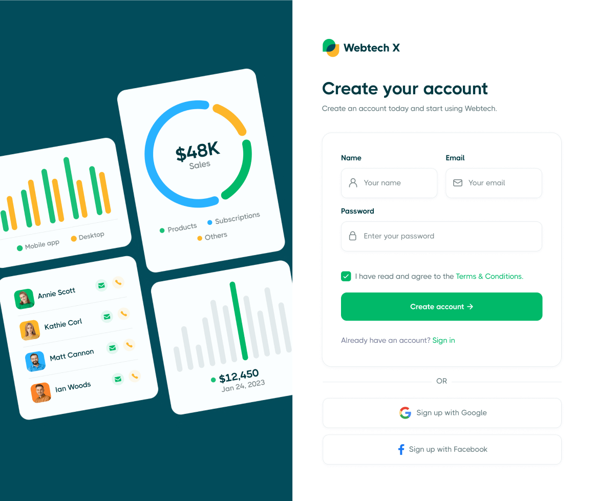 Sign Up - Webtech X Webflow Template