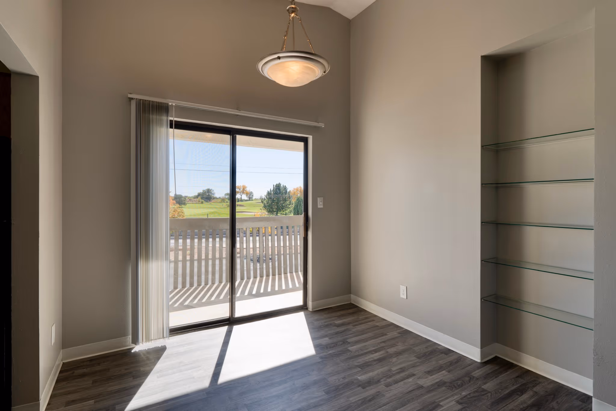 Vinyl flooring with sliding door to outside