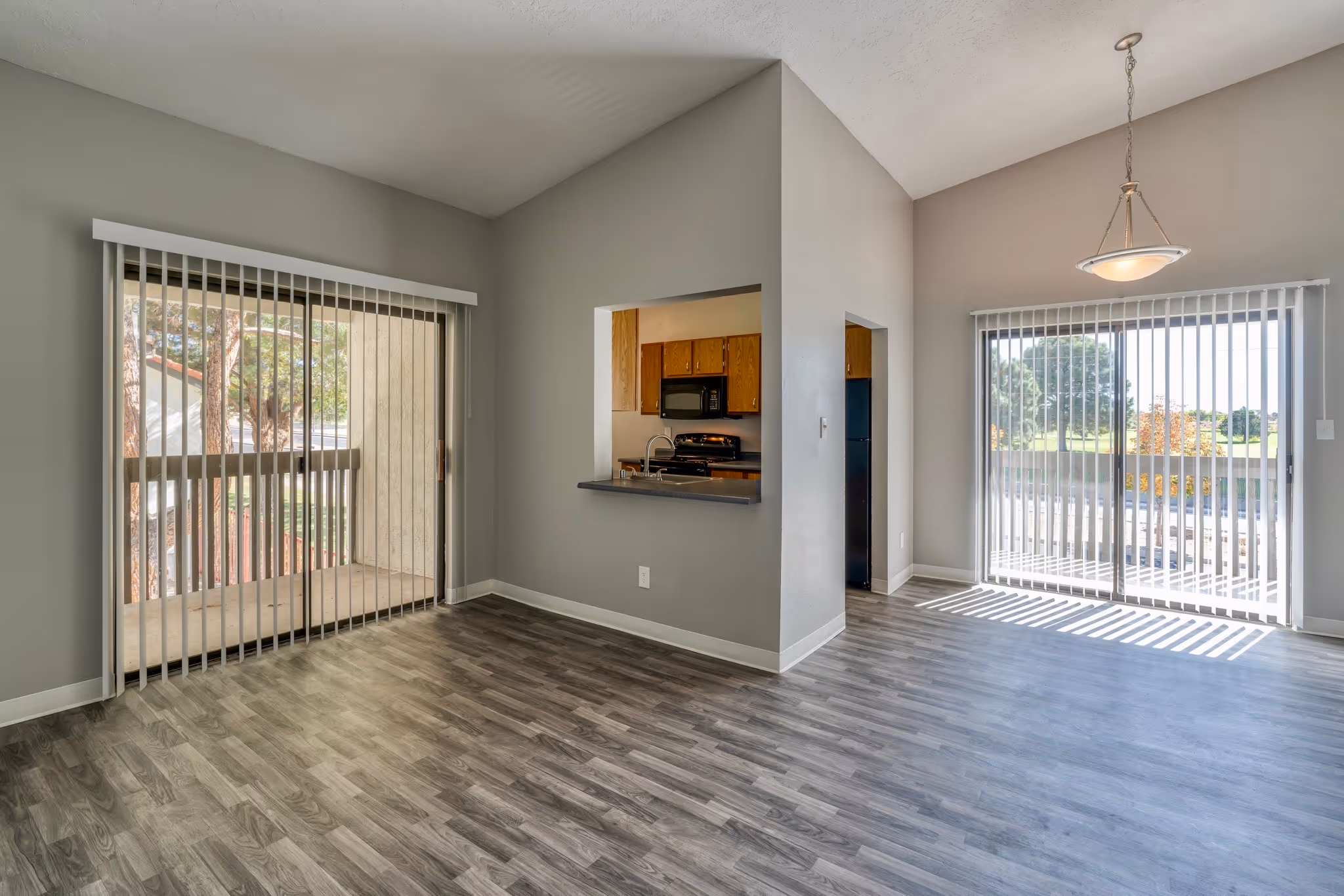 Empty living and dining room