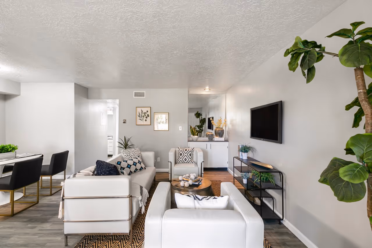 Living room with fake plant