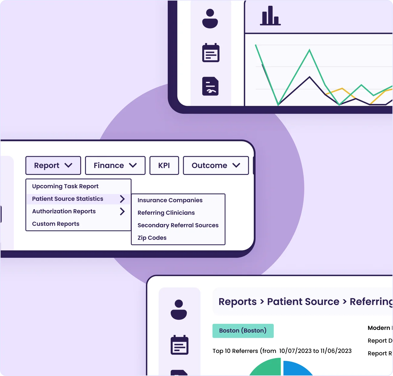 Illustrations of the Empower EMR platform