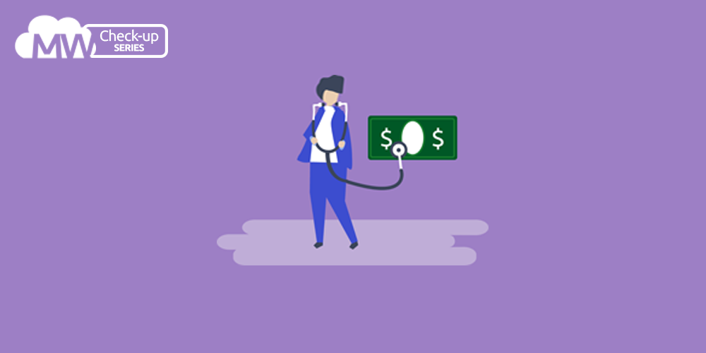 person with dollar sign checking it with a stethescope