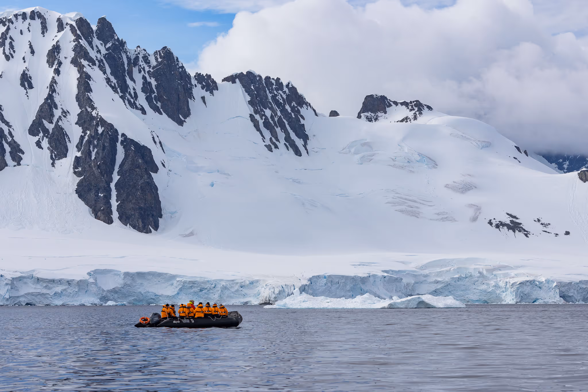 The Zodiac taking our Members to the frigid shores.