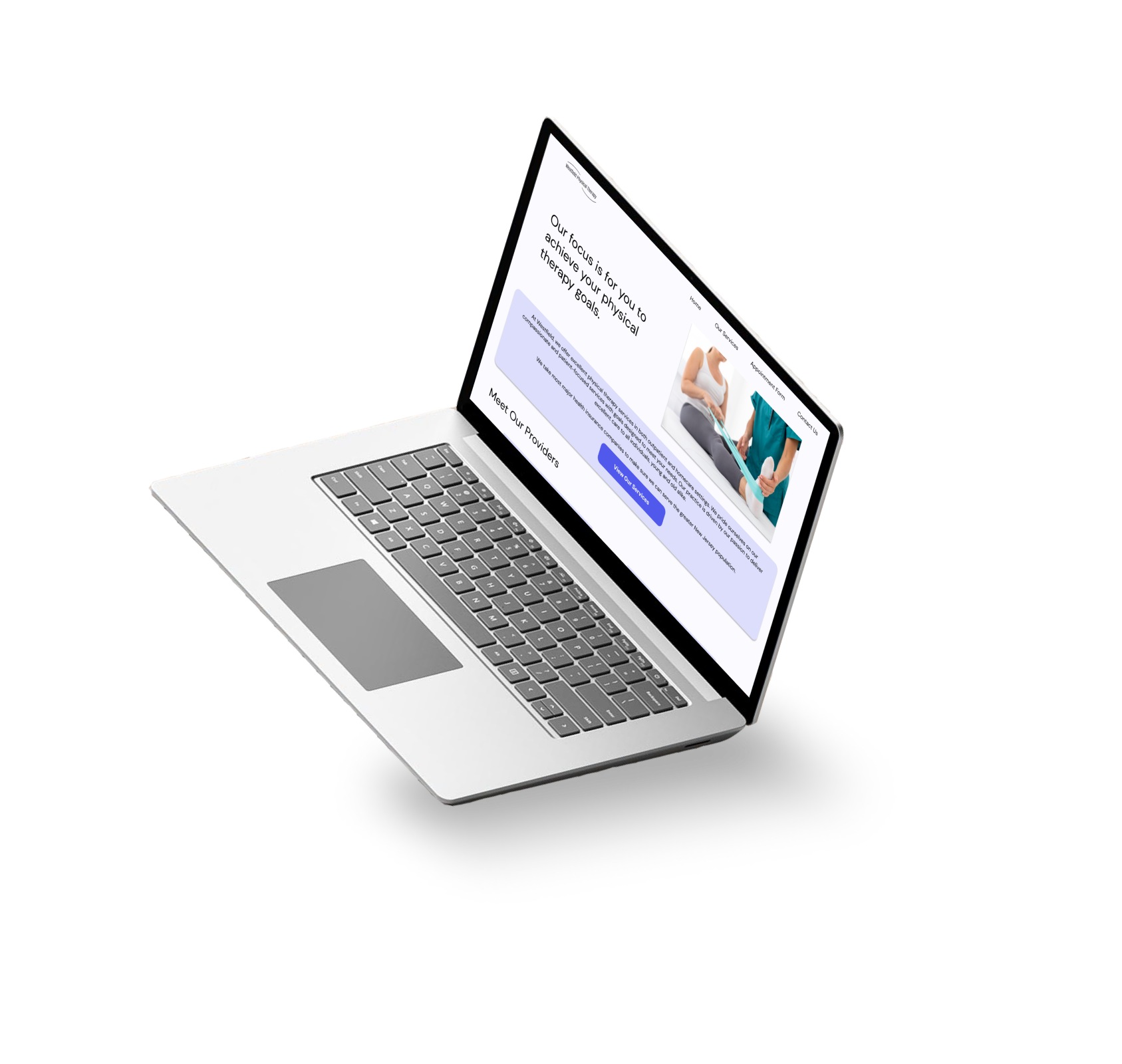 Laptop mockup of Westfield's homepage