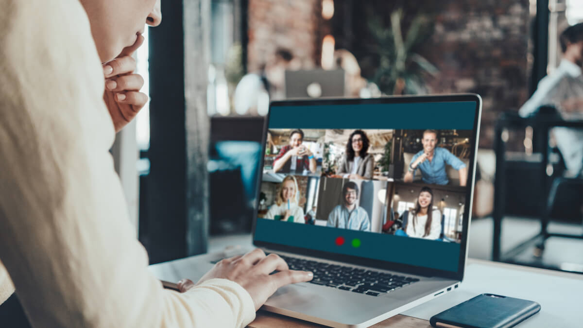 team having a video call meeting