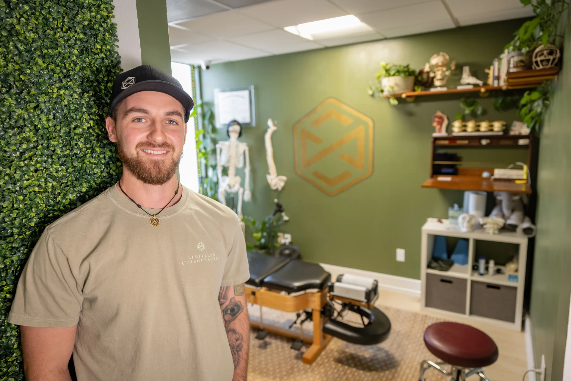 Dr. Scott Mitchell of Limitless Chiropractic in the Austin treatment room evaluating TMJ, headache, migraine, and trigeminal neuralgia patients for upper cervical drivers