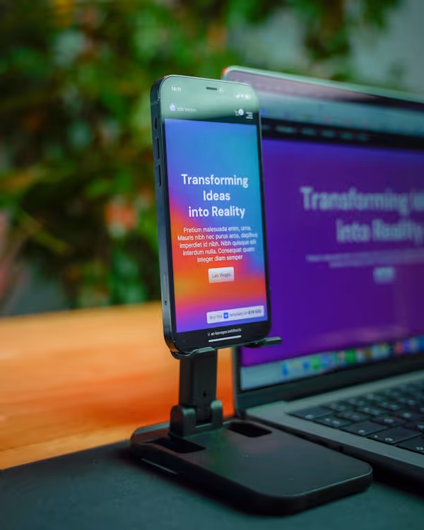 Close shot of an Iphone showcasing a webflow template
