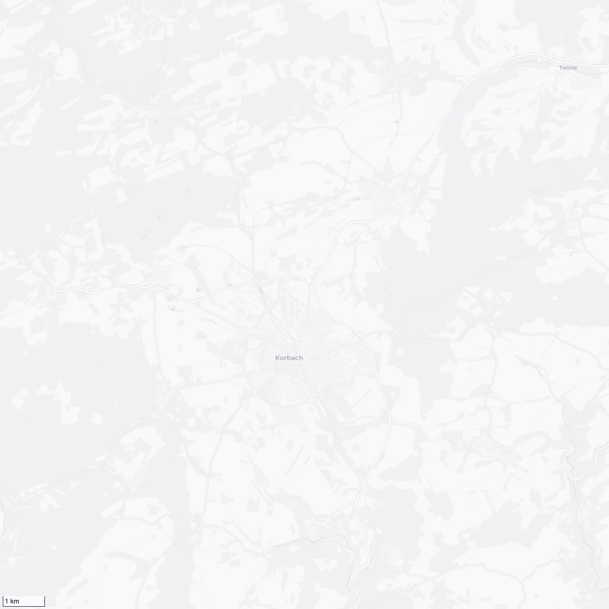 Landkarte mit einem Standort Pin, in dem das Logo des Küchenstudios zu sehen ist.