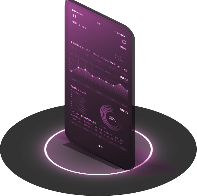 A phone with a purple screen on it.