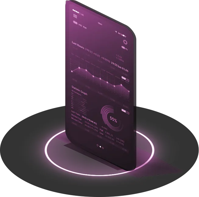 A phone with a purple screen on it.
