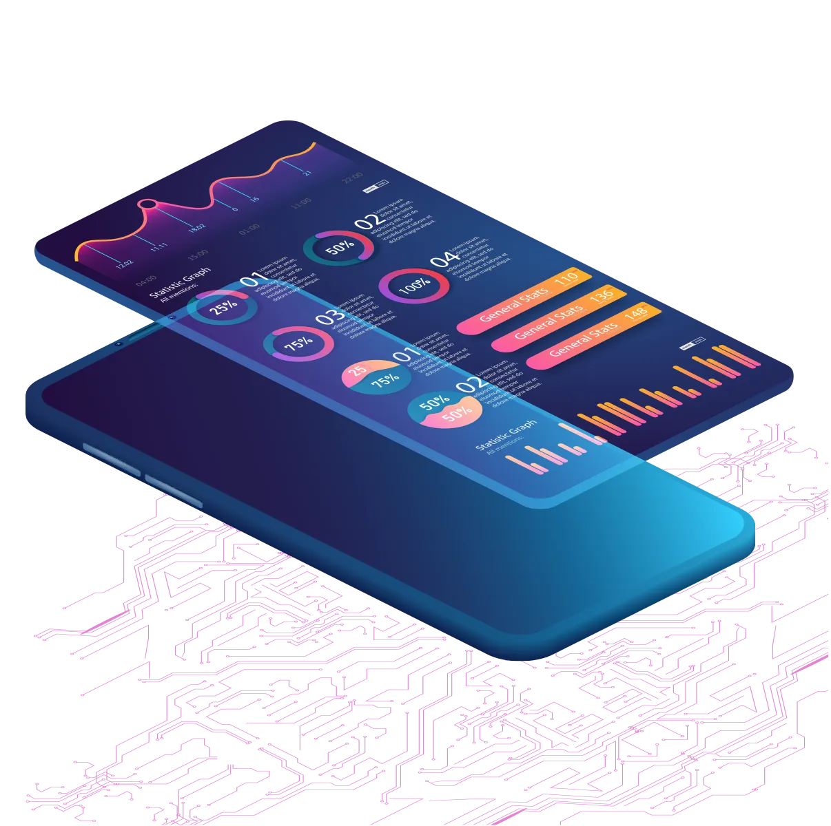 A smartphone with a circuit board on top of it, showcasing the capabilities of a Digital Marketing Agency.