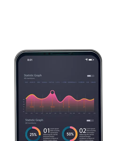 Mobile device showing graph of downloads