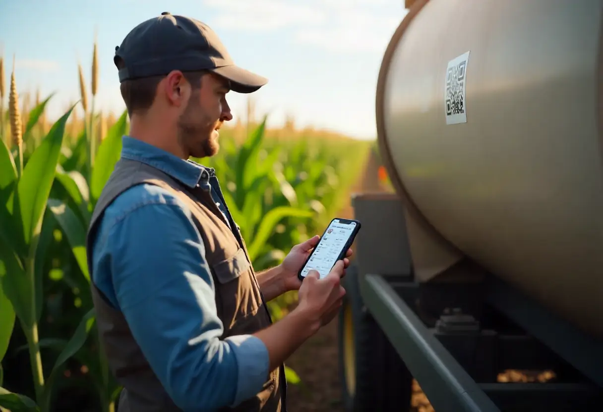 Field workers using offline mobile app for input tracking and scanning