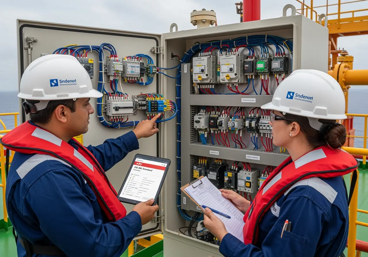 API/ISO compliance inspection of FPSO emergency shutdown systems.