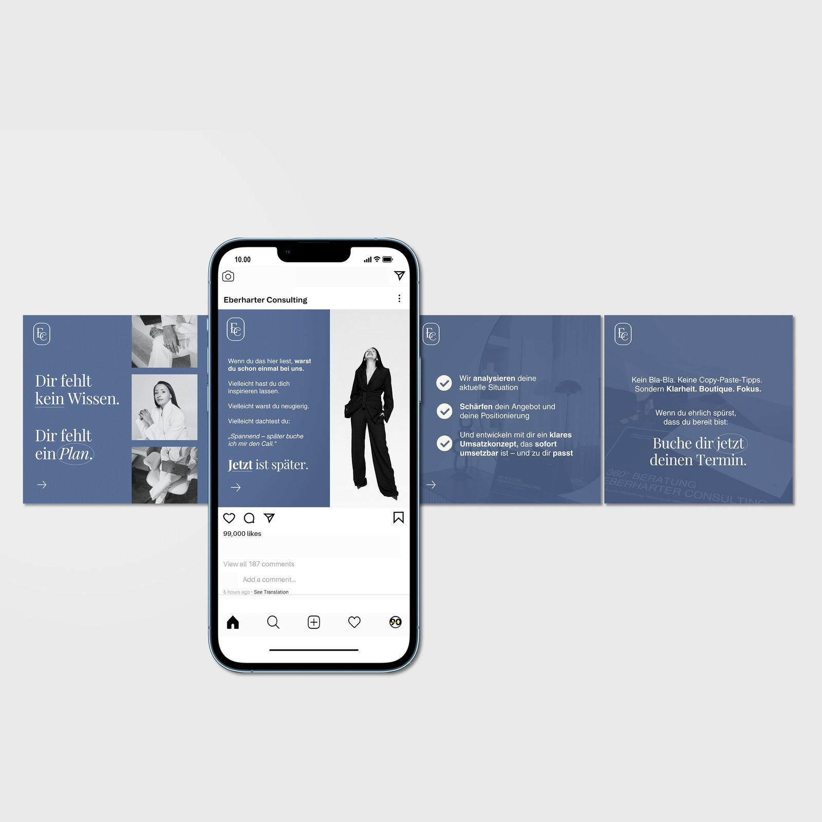 Eberharter Consulting carousel ad on a smartphone