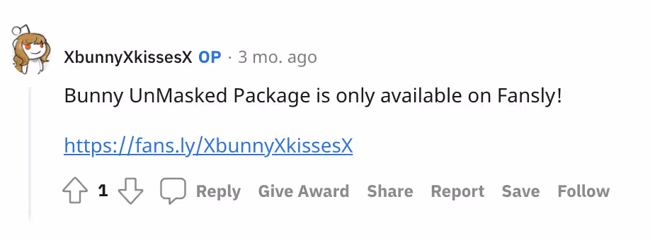 Пример рекламы OnlyFans на Reddit